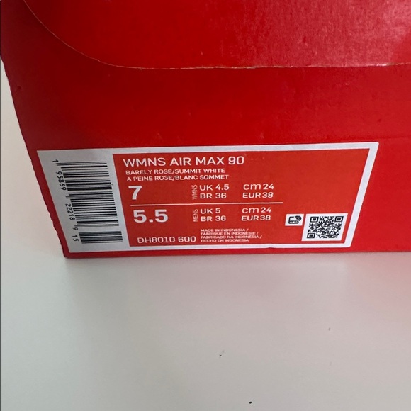 Nike Women's Air Max 90 Barely Rose Summit White Sneakers Size 7 New in Box! - Picture 8 of 8